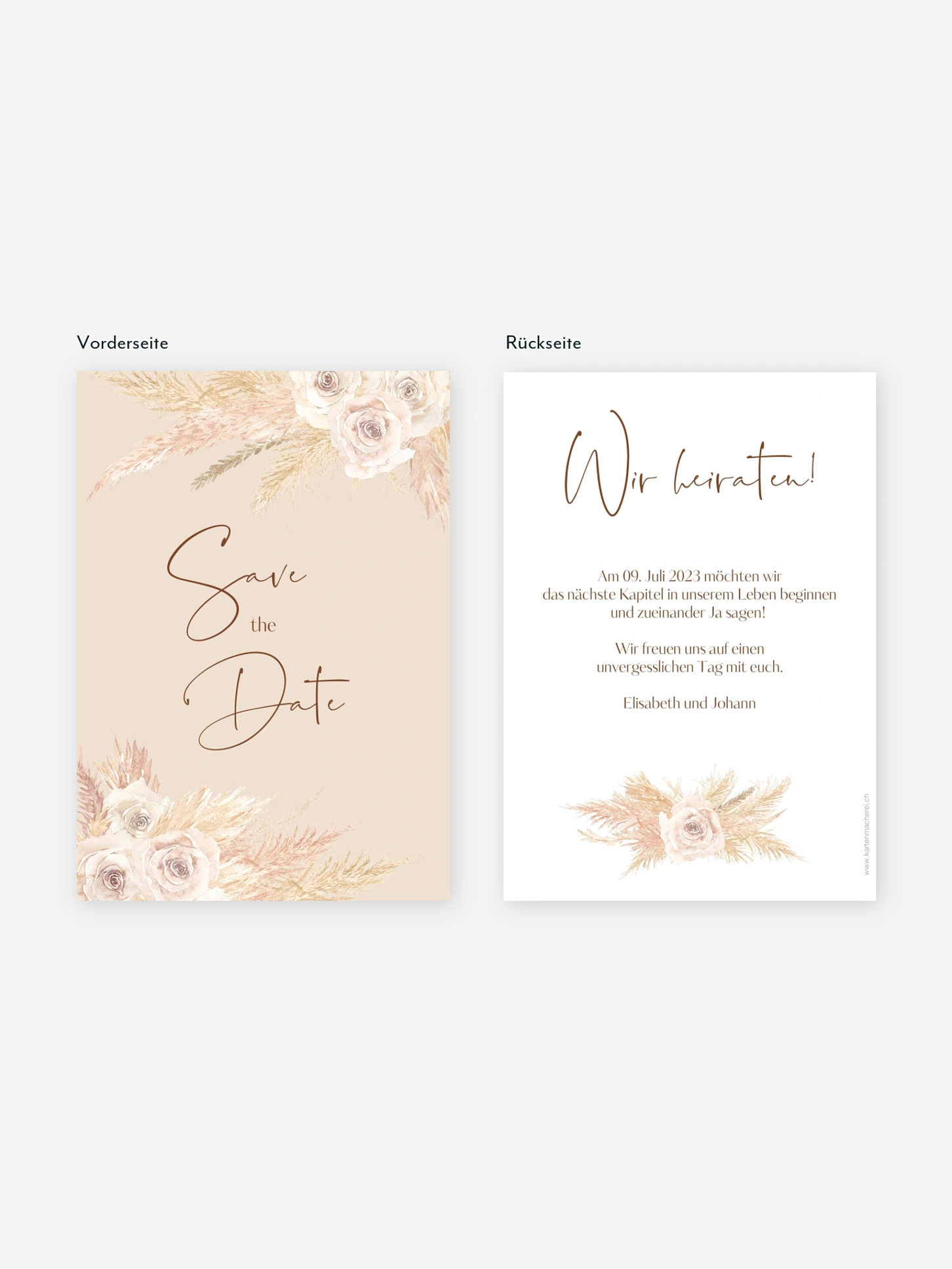 Save-the-Date Karte Dreamy Pampas