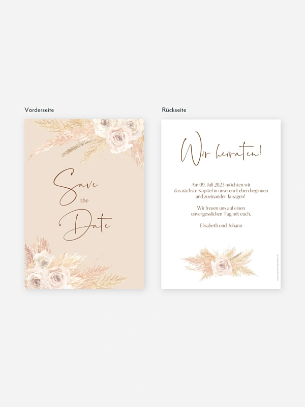 Save-the-Date Karte Dreamy Pampas