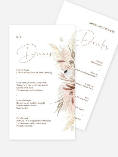 Menükarte Hochzeit Dreams of Cotton