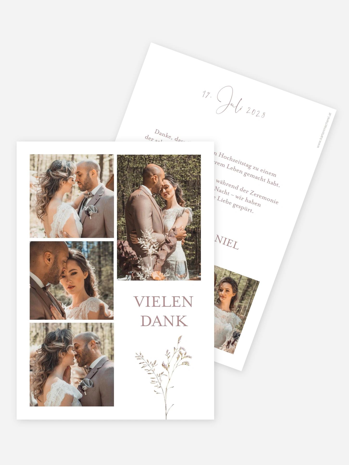 Dankeskarte Hochzeit Soft Dried Bouquet