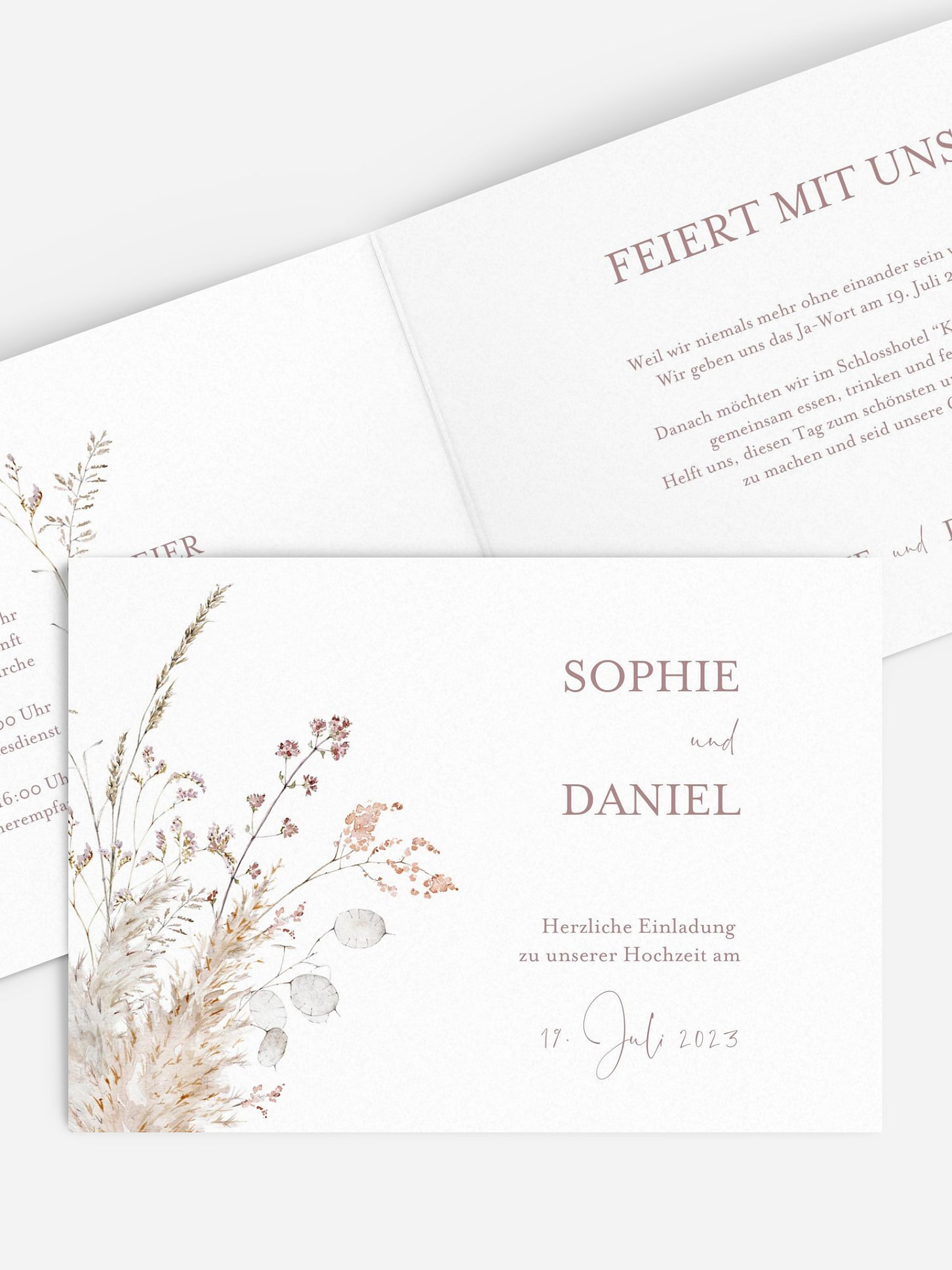Hochzeitseinladung Soft Dried Bouquet