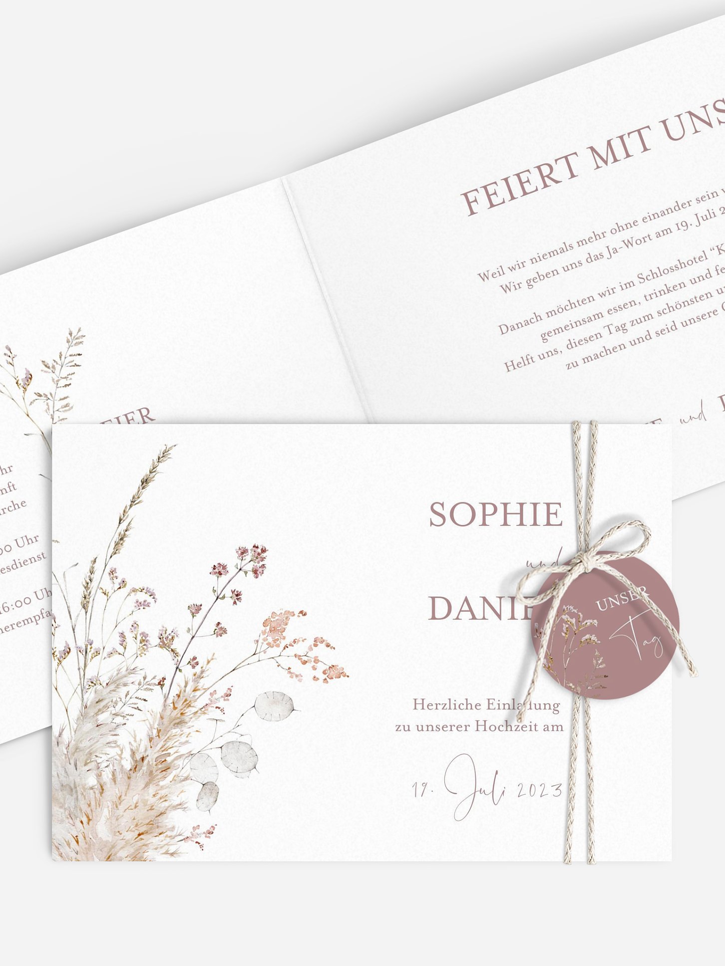 Hochzeitseinladung Soft Dried Bouquet