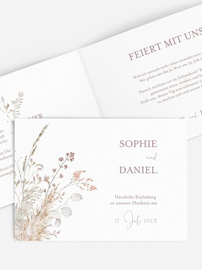 Hochzeitseinladung Soft Dried Bouquet