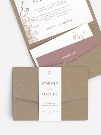 Hochzeitseinladung Soft Dried Bouquet