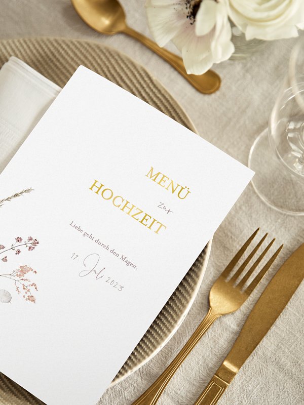 Menükarte Hochzeit Soft Dried Bouquet
