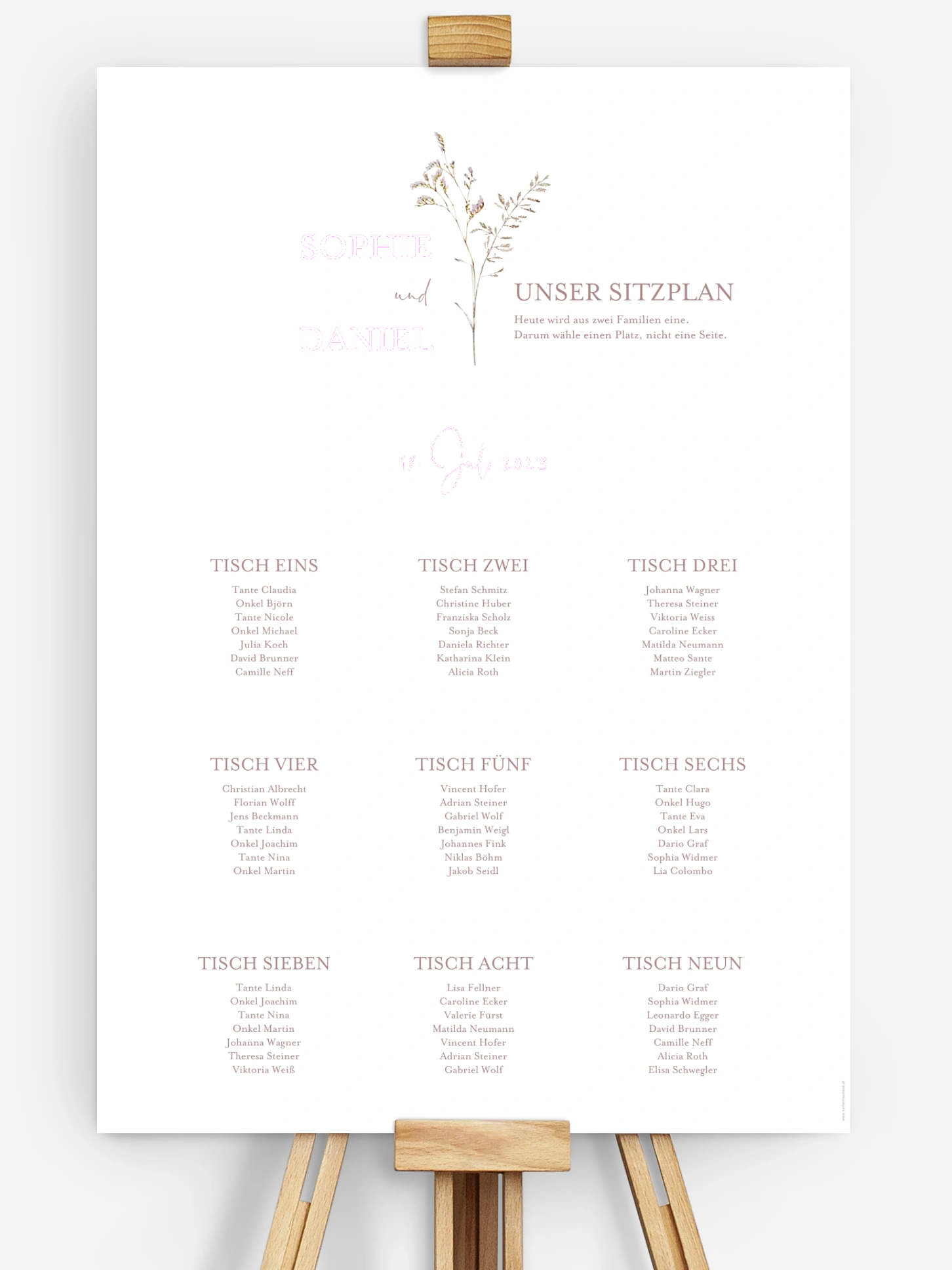 Sitzplan Plakat Soft Dried Bouquet