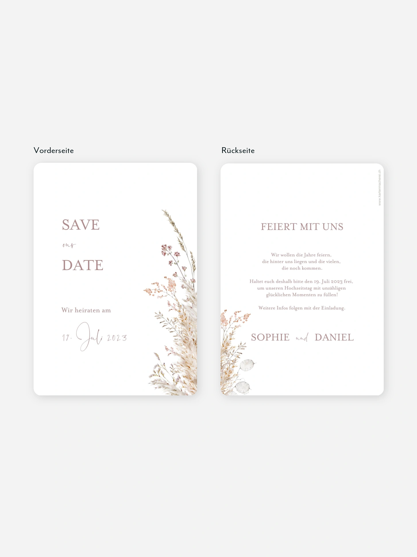 Save-the-Date Karte Soft Dried Bouquet