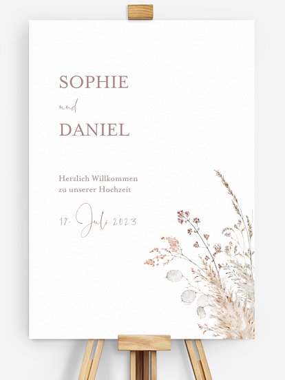 Willkommensschild Soft Dried Bouquet