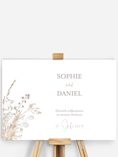 Willkommensschild Soft Dried Bouquet