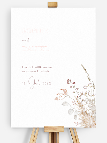 Willkommensschild Soft Dried Bouquet