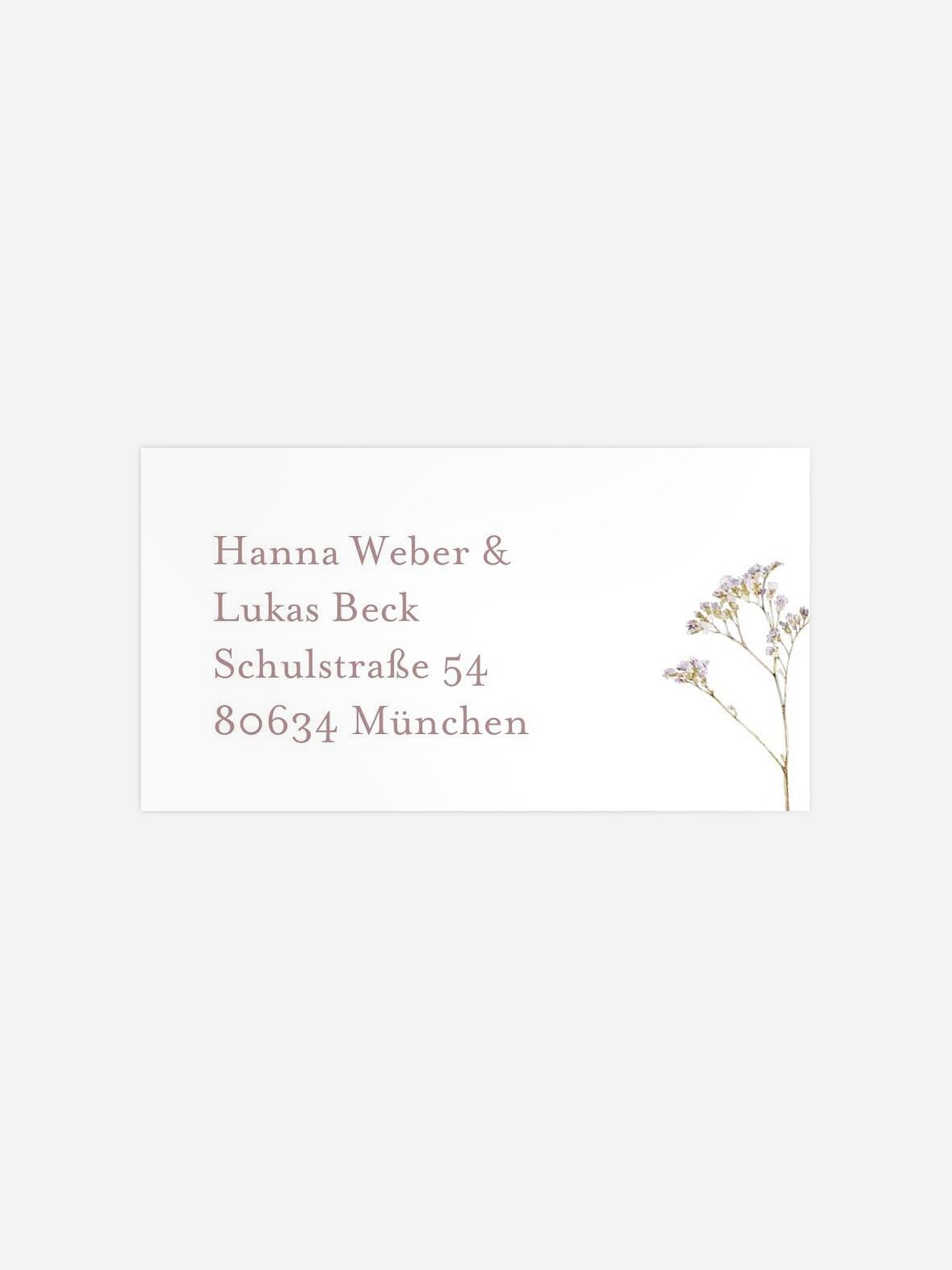 Empfängeraufkleber Hochzeit Soft Dried Bouquet