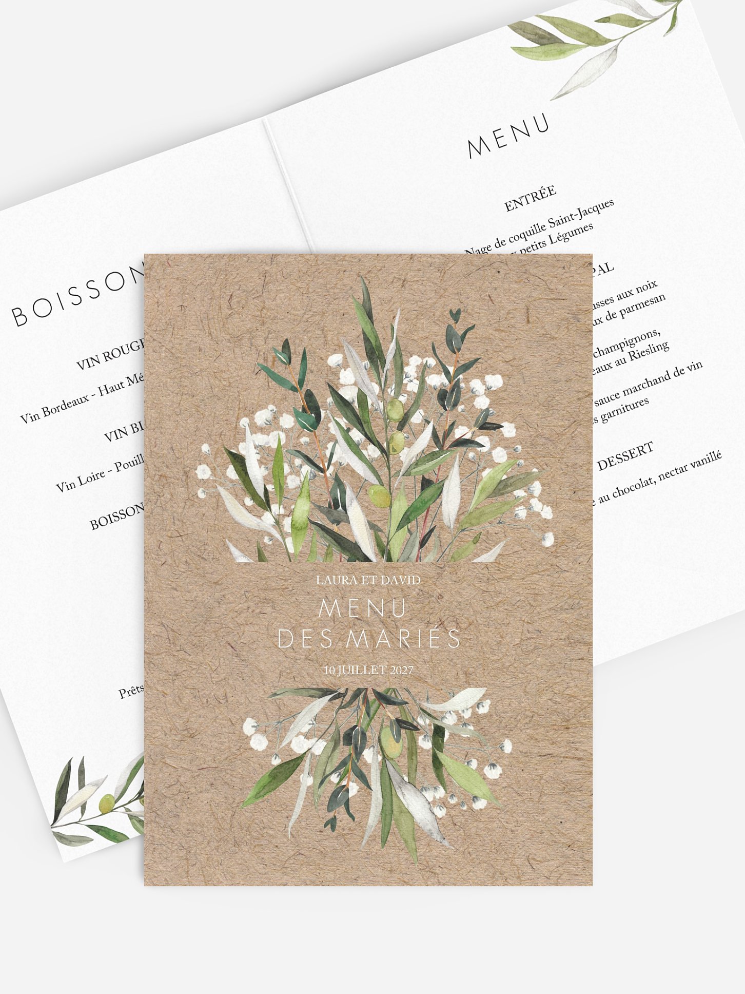 Menu mariage Italia effet kraft