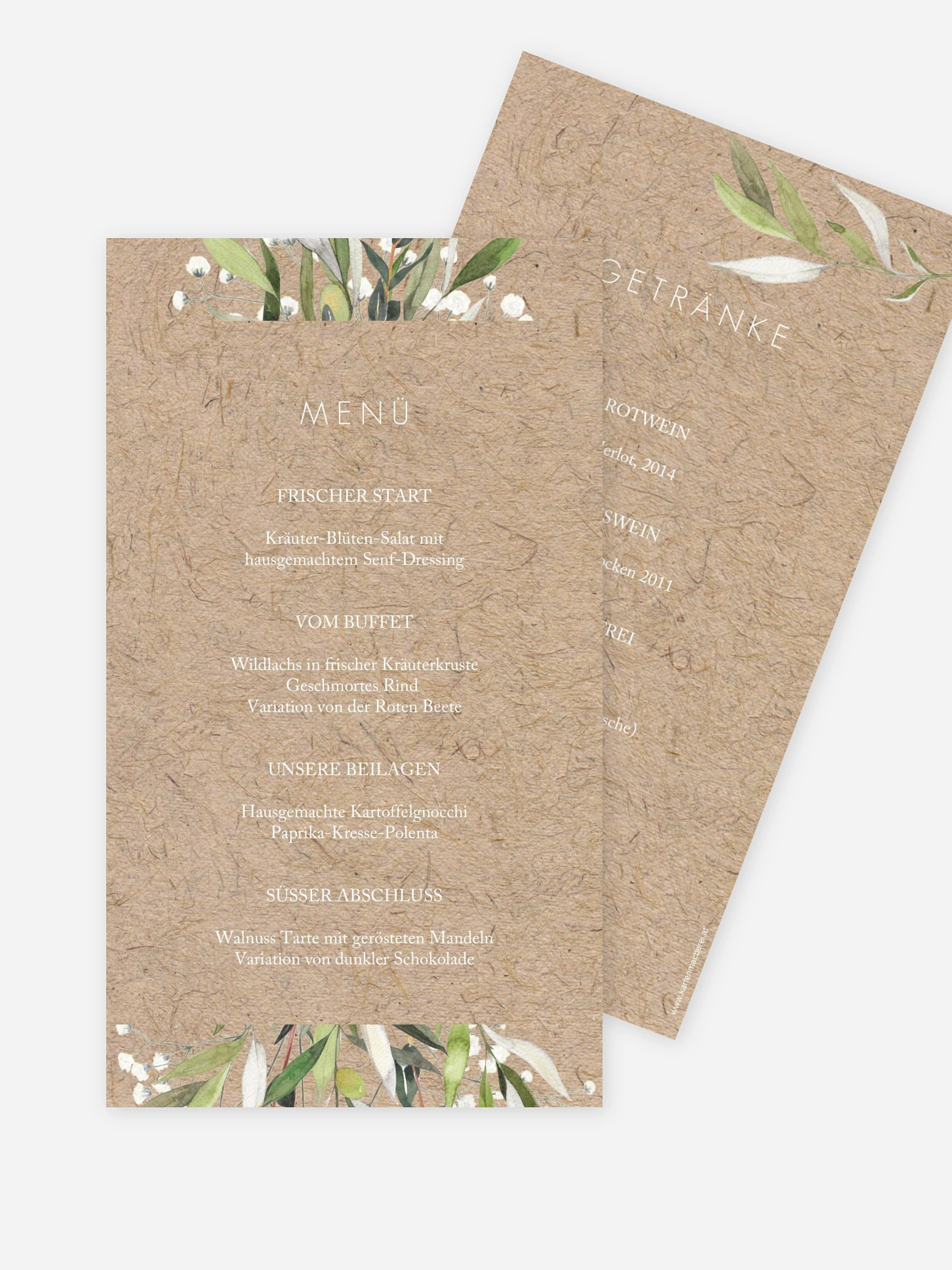 Menükarte Hochzeit Rustic Italia