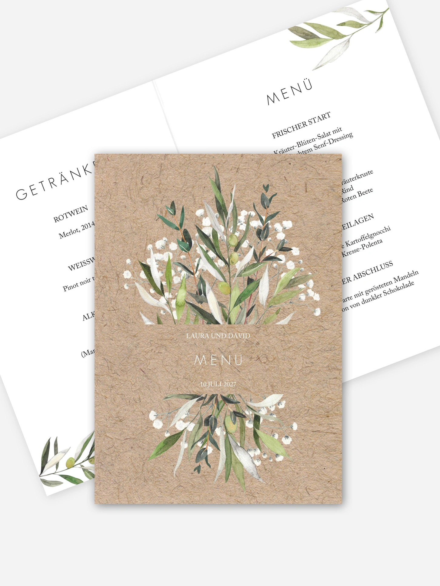 Menükarte Hochzeit Rustic Italia