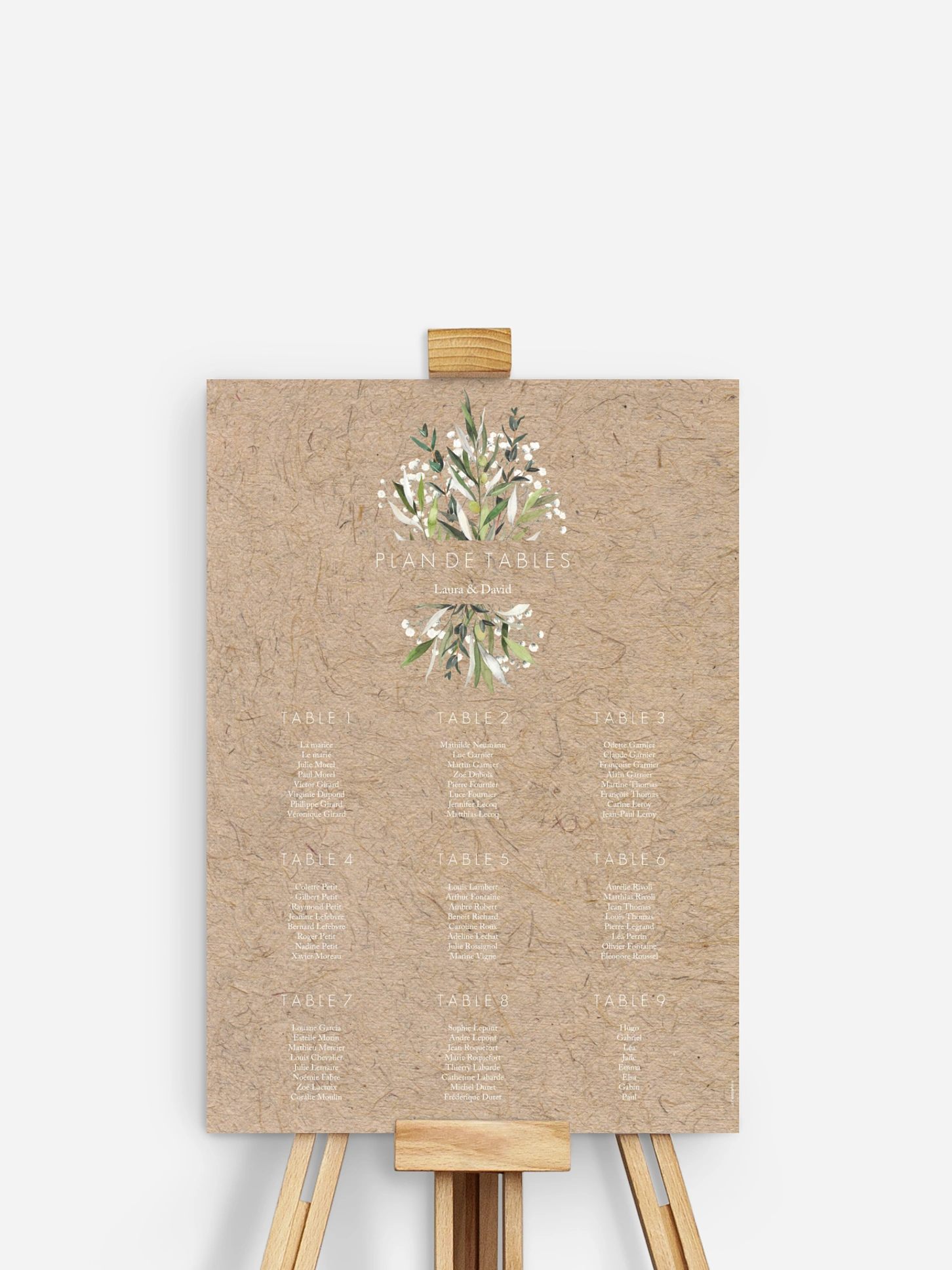 Poster plan de table mariage Italia effet kraft