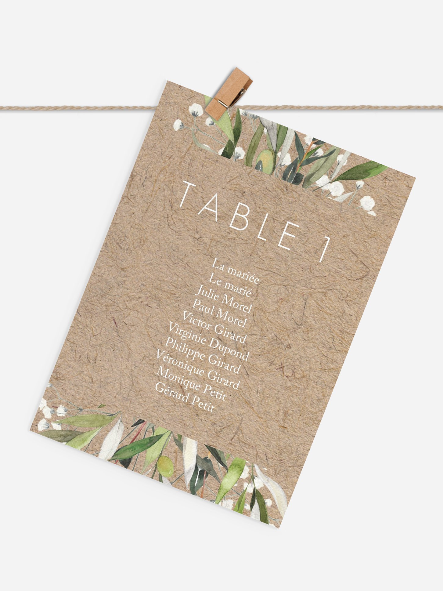 Cartons plan de table mariage Italia effet kraft
