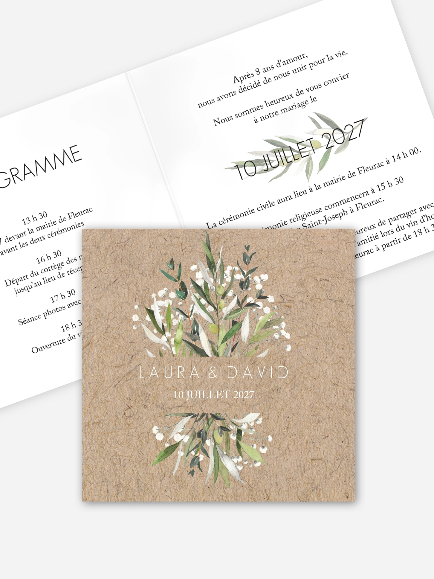 Faire-part de mariage Italia effet kraft