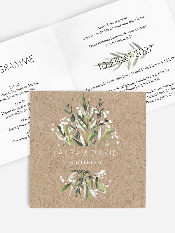 Faire-part de mariage Italia effet kraft