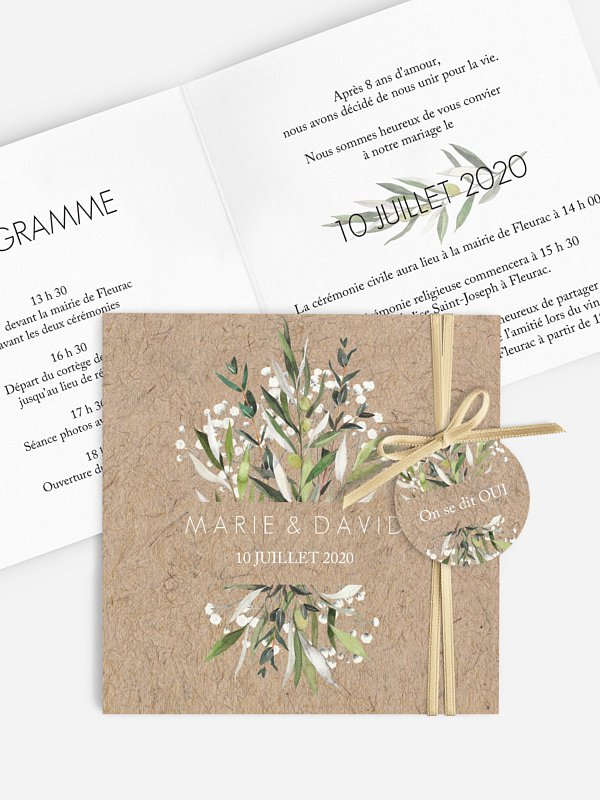 Faire-part de mariage Italia effet kraft