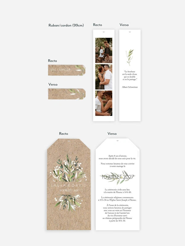 Faire-part de mariage Italia effet kraft