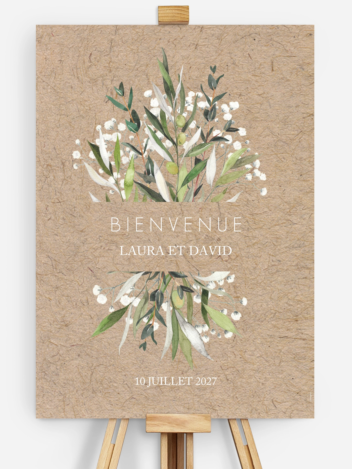 Poster bienvenue mariage Italia effet kraft