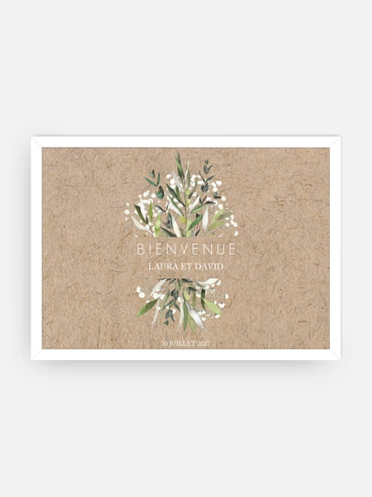Poster bienvenue mariage Italia effet kraft
