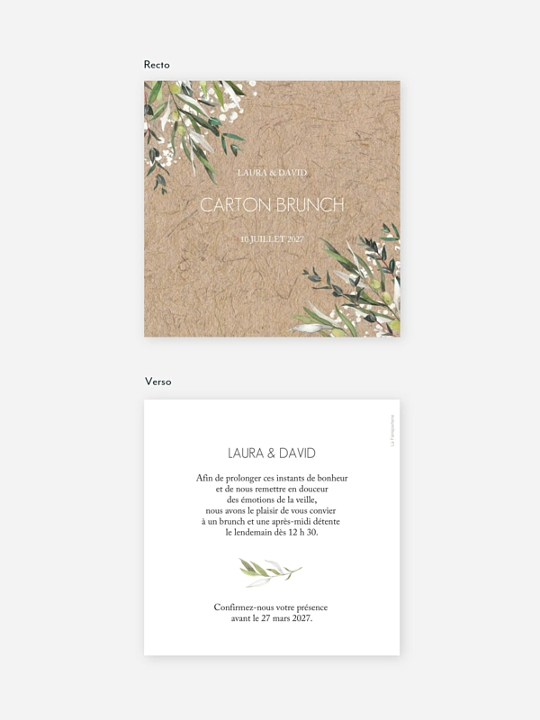 Carte brunch Italia effet kraft