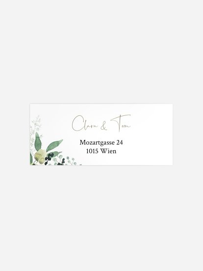 Absenderaufkleber Hochzeit Rustic Green Magic