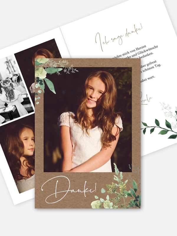 Dankeskarte Kommunion "Rustic Green Magic"