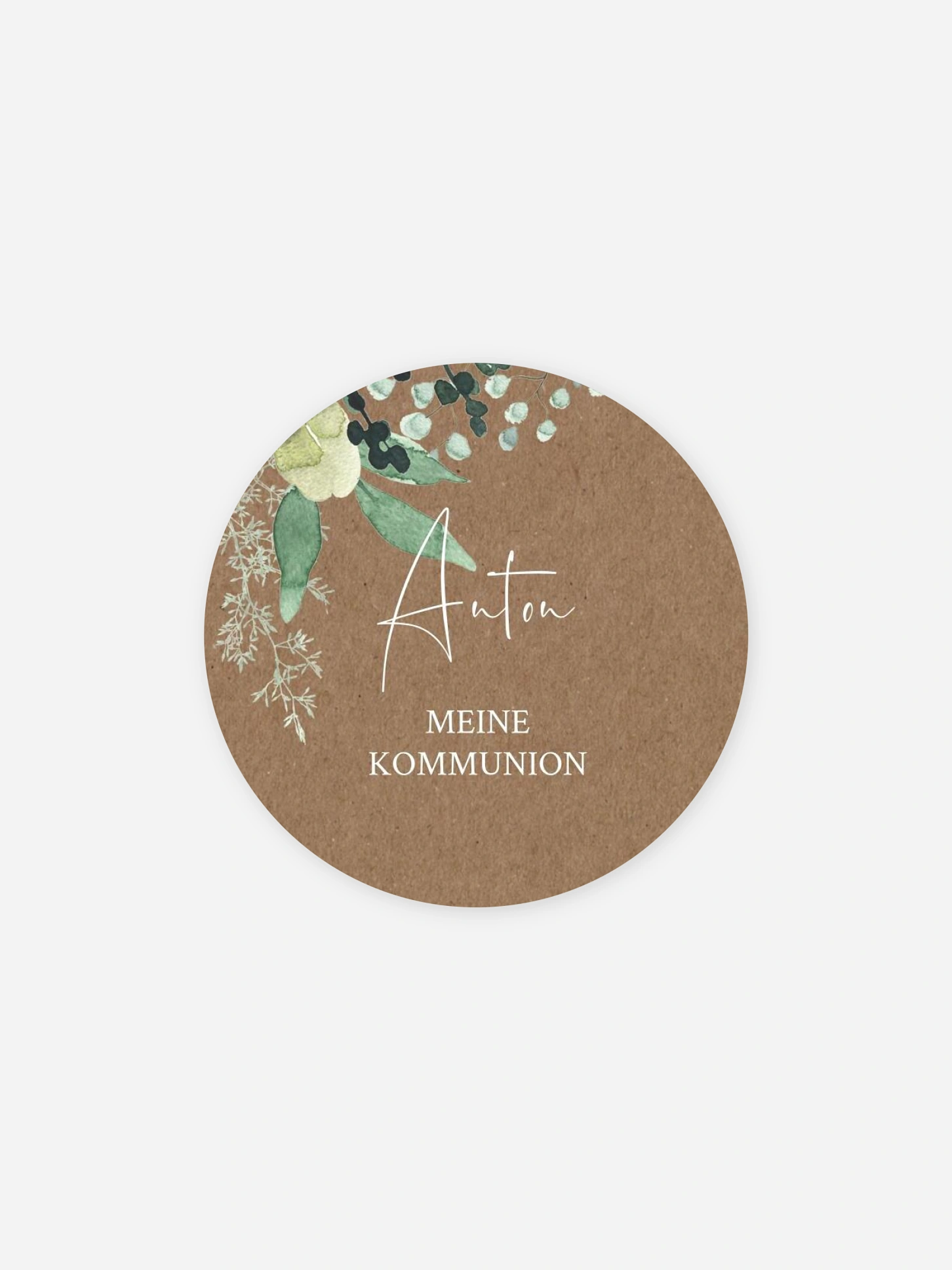 Aufkleber Kommunion Konfirmation Rustic Green Magic