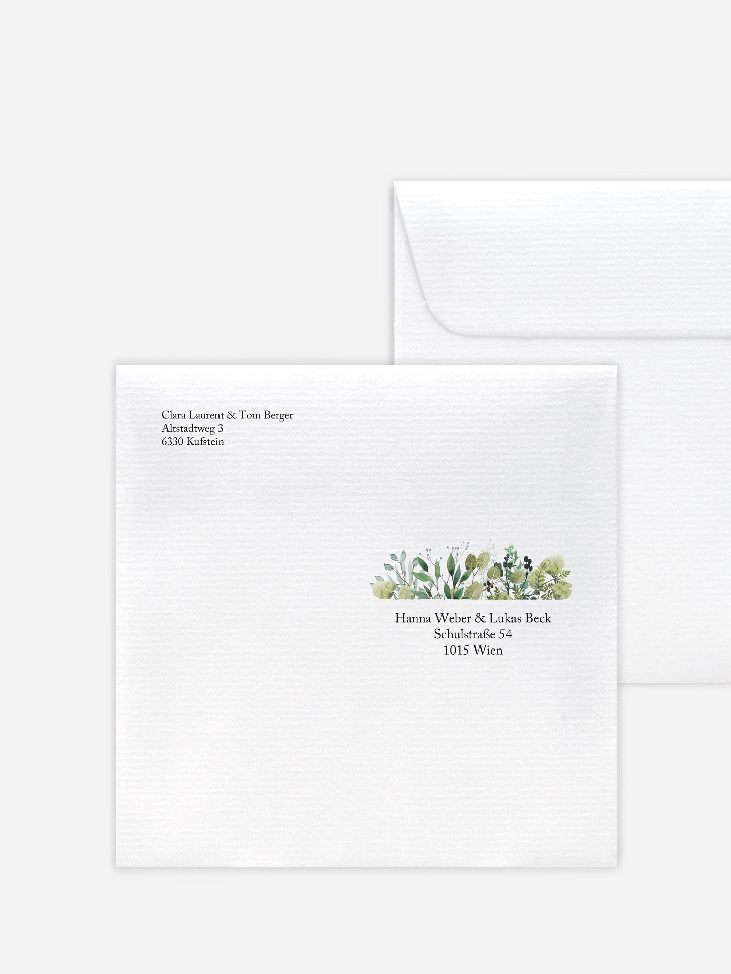 Bedruckter Briefumschlag Hochzeit Rustic Green Magic