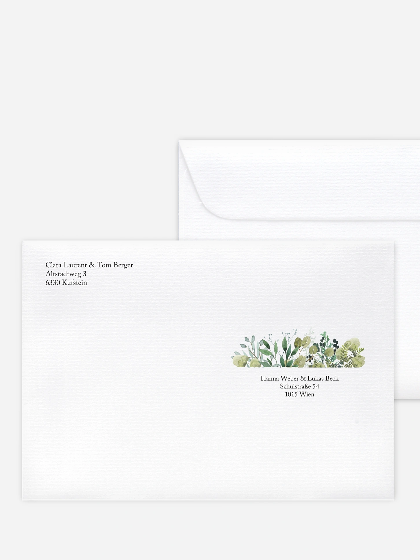 Bedruckter Briefumschlag Hochzeit Rustic Green Magic