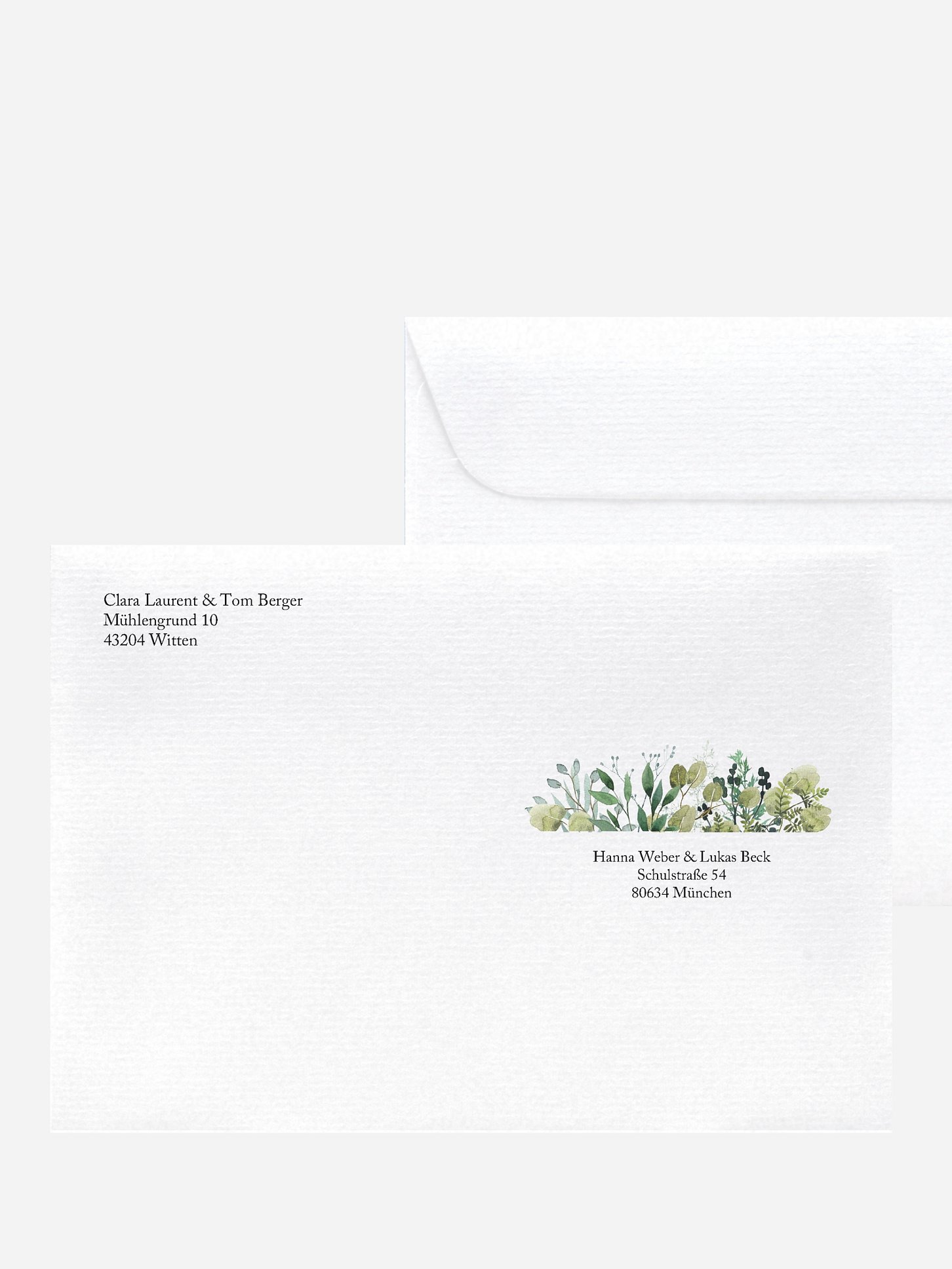 Bedruckter Briefumschlag Hochzeit Rustic Green Magic