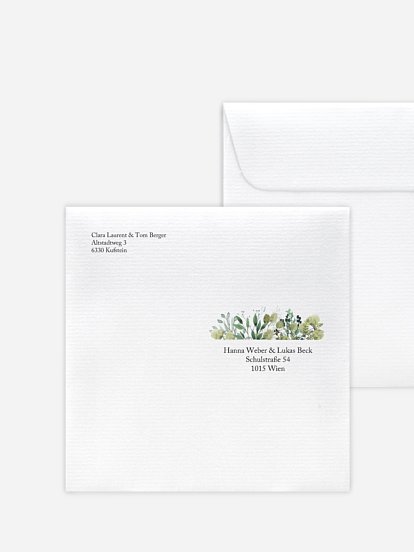 Bedruckter Briefumschlag Hochzeit Rustic Green Magic