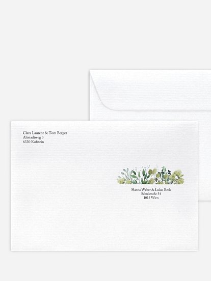 Bedruckter Briefumschlag Hochzeit Rustic Green Magic