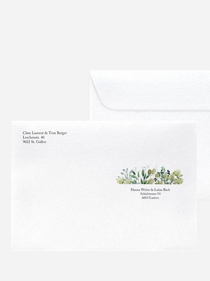 Bedruckter Briefumschlag Hochzeit Rustic Green Magic