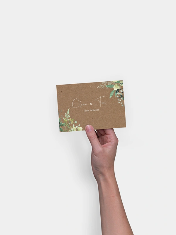 Antwortkarte Hochzeit Rustic Green Magic