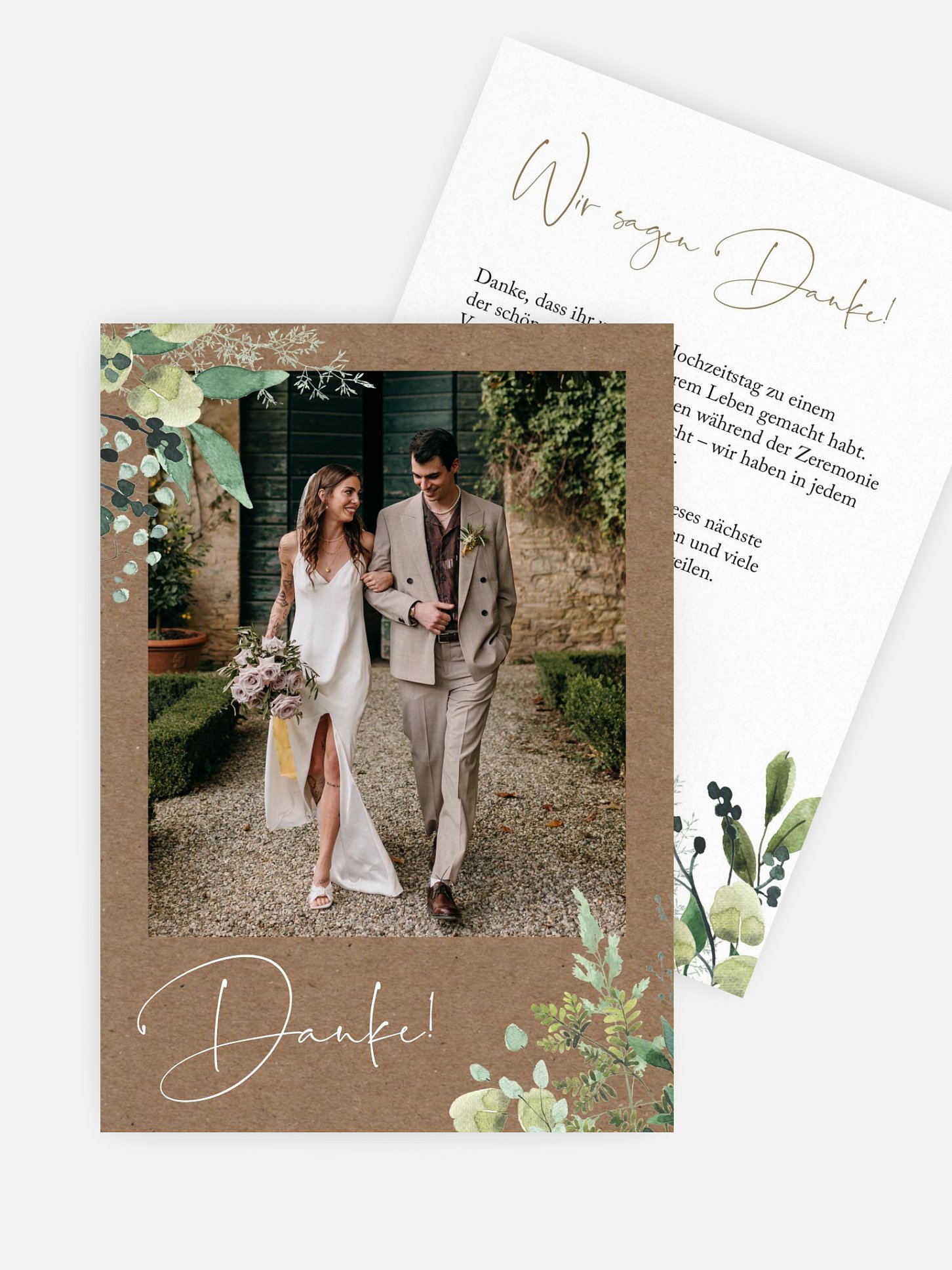 Dankeskarte Hochzeit Rustic Green Magic