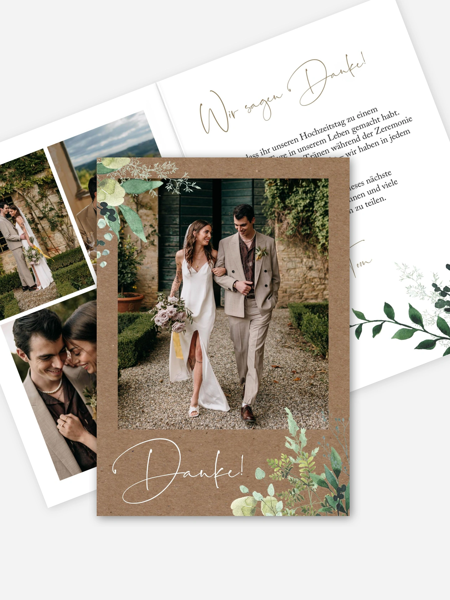 Dankeskarte Hochzeit Rustic Green Magic
