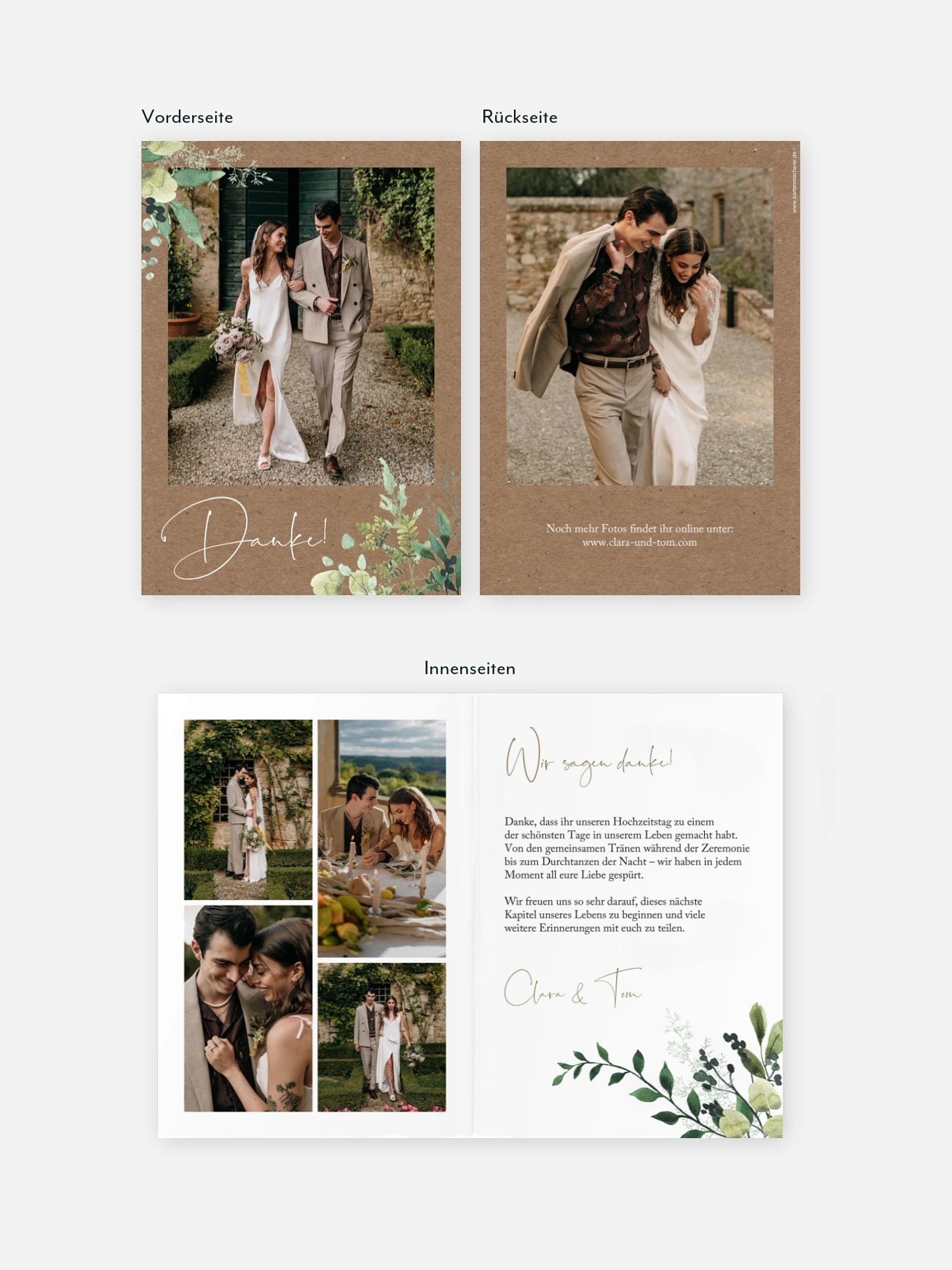 Dankeskarte Hochzeit Rustic Green Magic