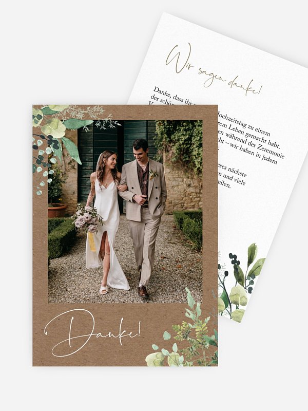 Dankeskarte Hochzeit Rustic Green Magic