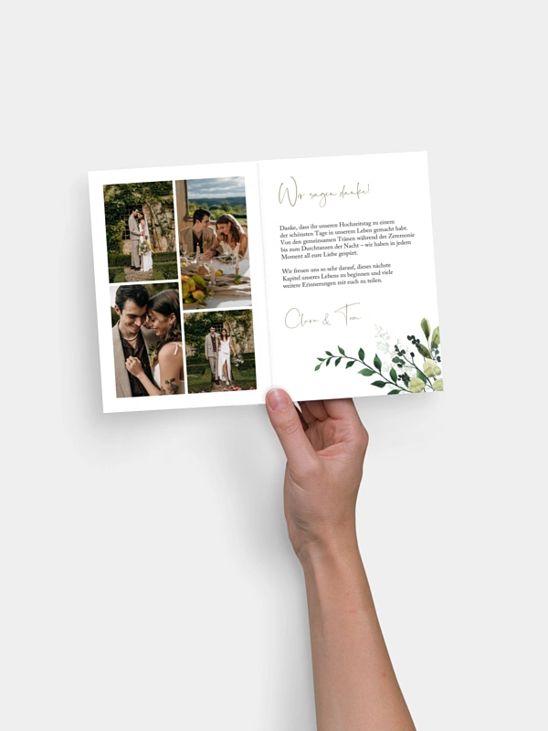 Dankeskarte Hochzeit Rustic Green Magic