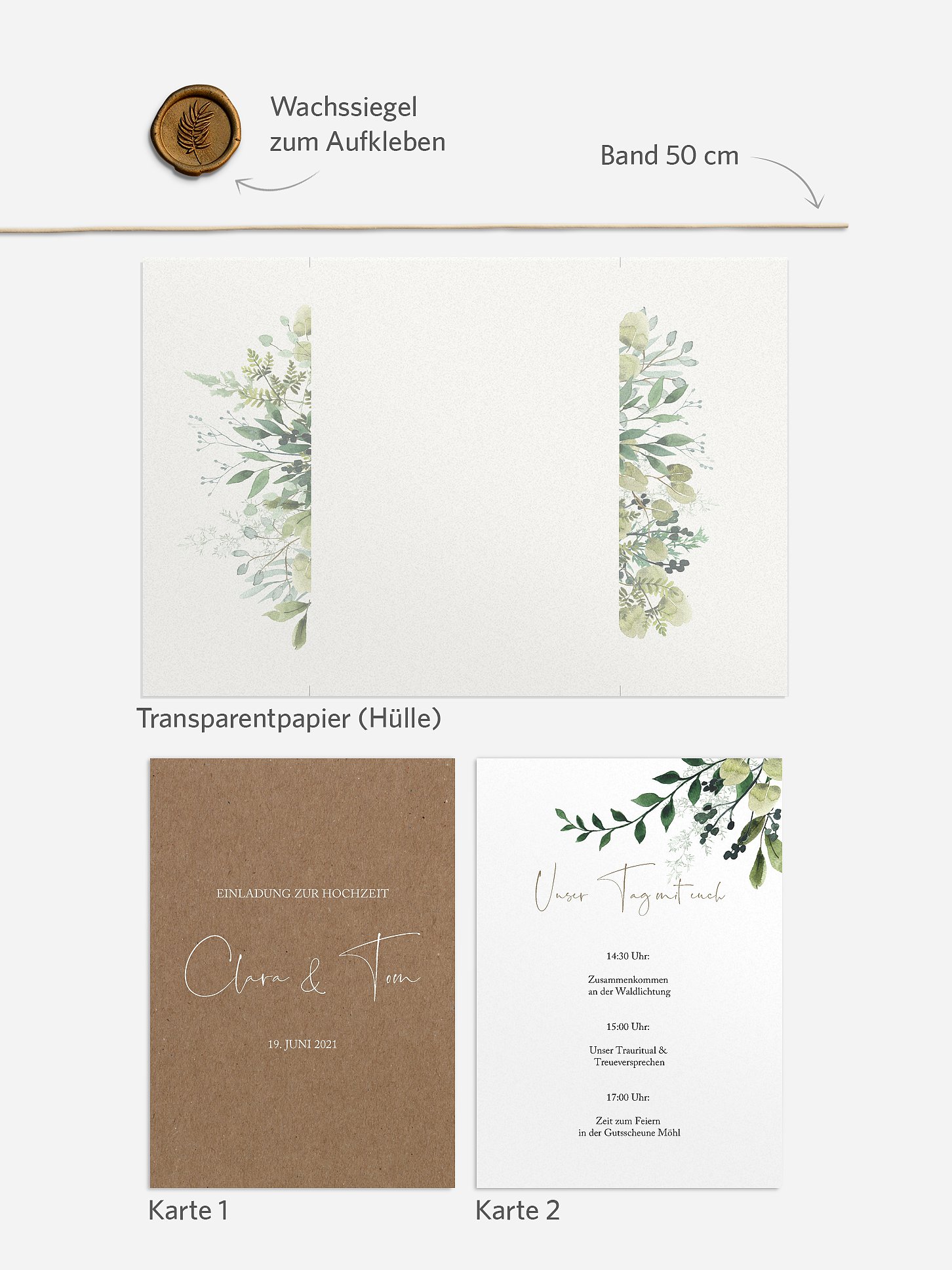 Hochzeitseinladung Rustic Green Magic