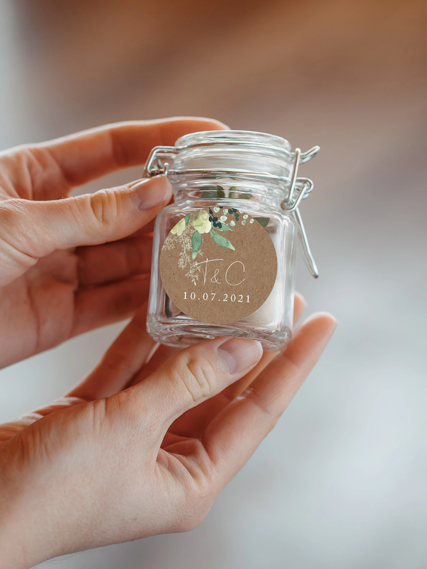 Geschenkaufkleber Hochzeit Rustic Green Magic