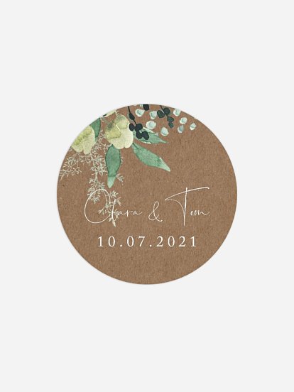 Geschenkaufkleber Hochzeit Rustic Green Magic