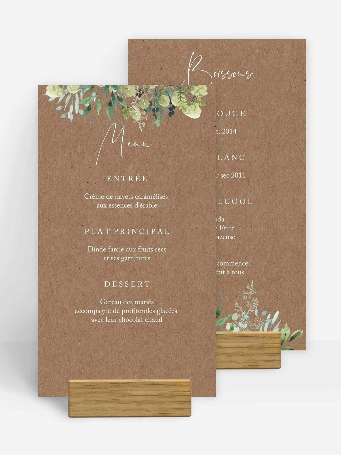Menu mariage Green magic effet kraft