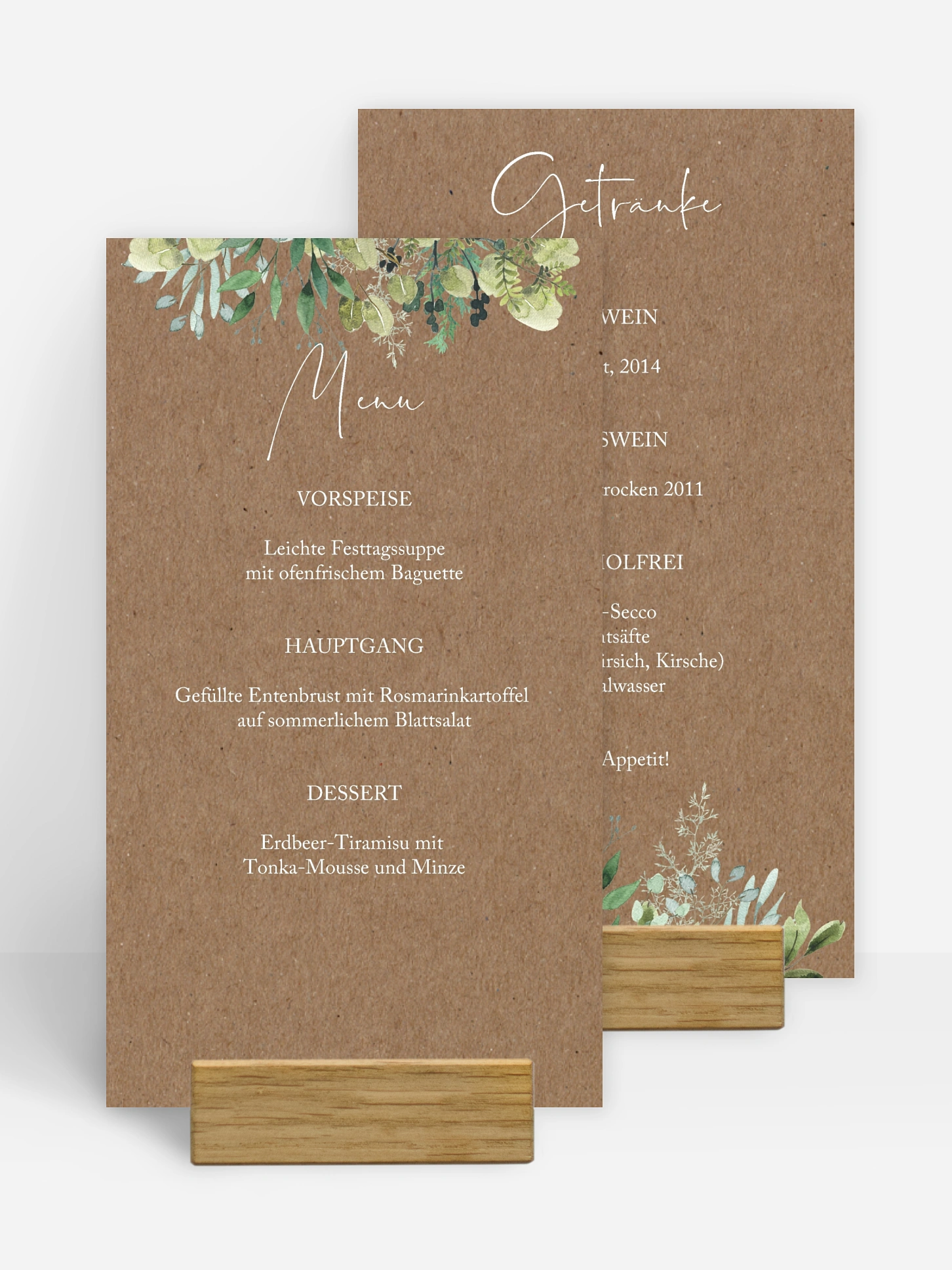 Menükarte Hochzeit Rustic Green Magic