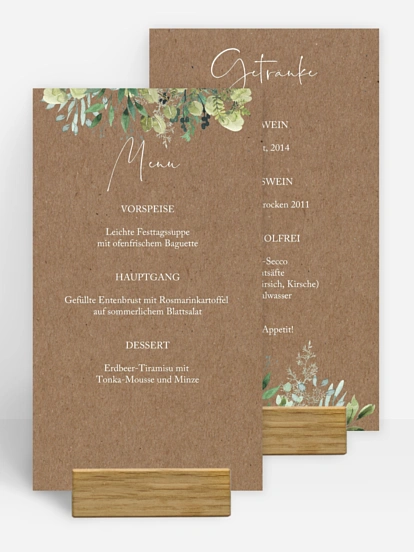 Menükarte Hochzeit Rustic Green Magic