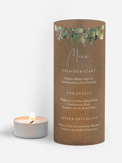 Menükarte Hochzeit Rustic Green Magic