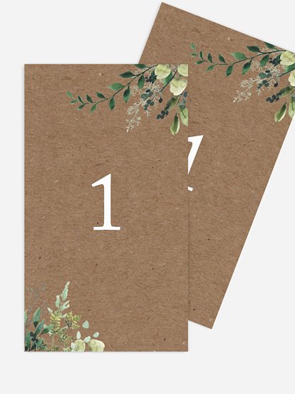 Tischnummer Rustic Green Magic